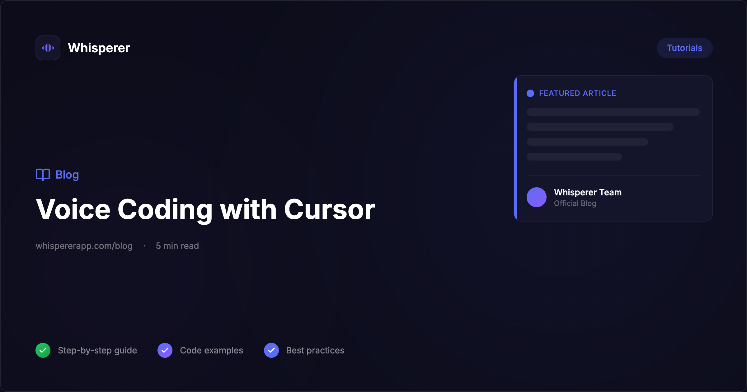 Voice Coding with Cursor: Dictate Prompts & Code Hands-Free — Whisperer